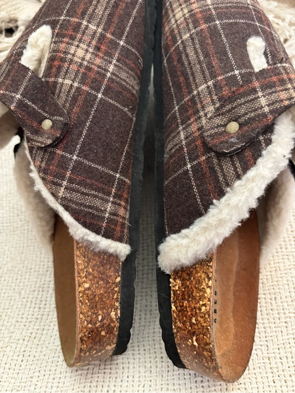 Fitory Brown Plaid Cork Mule Shoes Men’s Size 13